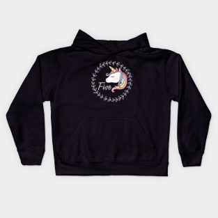 Five Years Old Unicorn Birthday Kids Hoodie